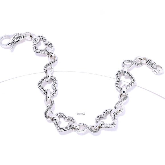 John Hardy JAI Infinite Love Heart Link Sterling Silver Bracelet, 19g XS - Picture 5 of 13